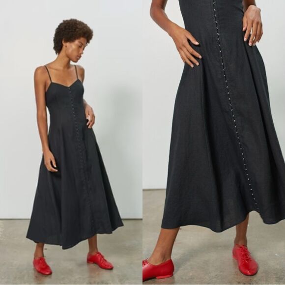 NEW MARA HOFFMAN ROBYN Linen/hemp midi dress in black - Picture 7 of 11